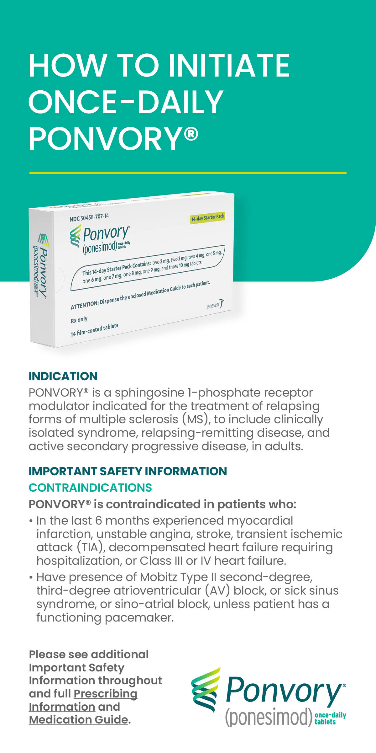 PONVORY® Dosing Flash Card: How to Initiate Once-Daily PONVORY®